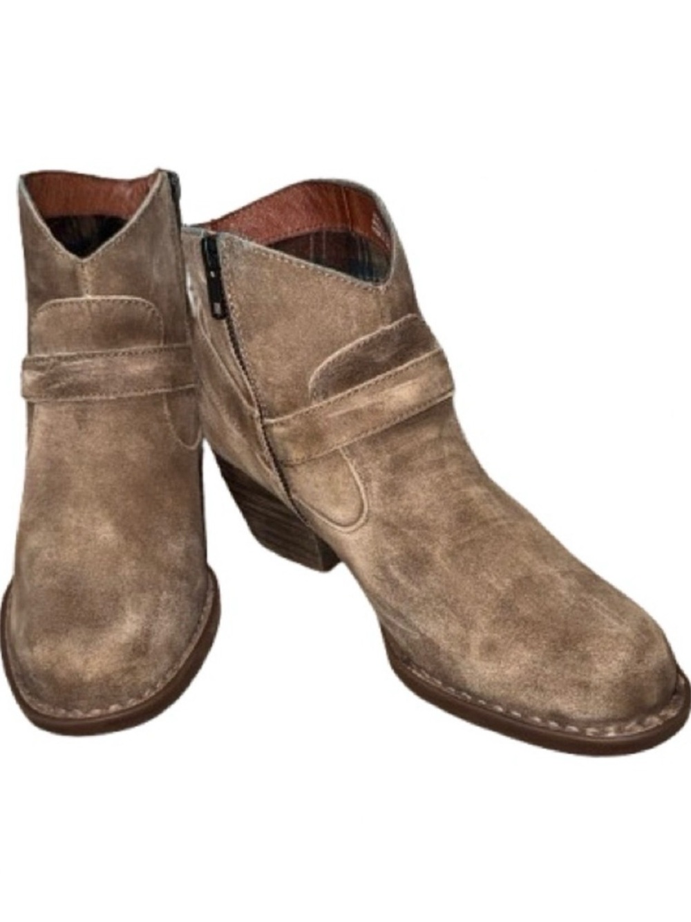👢🤠 BORN Leather Suede Ankle Boots Distressed Tan Western Women's US Sz 8